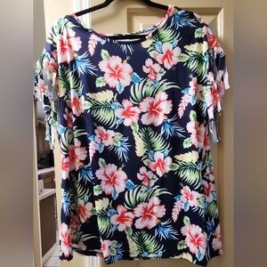 Boxy Short Sleeve Womens Tropical Top